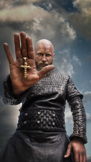 Man leather outfit cross cloudy - hand free wallpaper for mobile