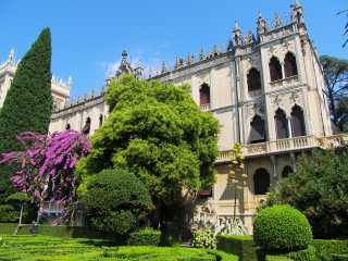 Neo gothic castle garden tree - a garden in front free wallpaper