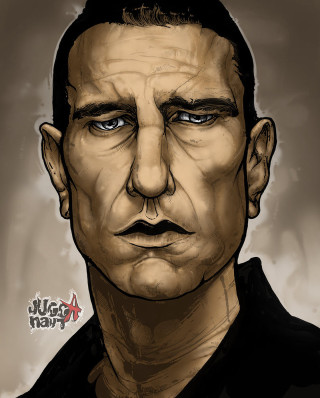 Man mustache black shirt drawing - realistic free wallpaper for mobile