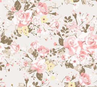 Floral pink yellow white brown - a screenprint free wallpaper