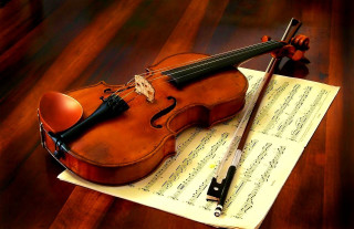 Violin rest music paper wooden - baroque free wallpaper