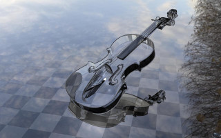 Violin checkered surface reflection trees - edward george handel lucas free wallpaper