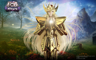 Woman golden armor field flowers - a field of flowers and trees free wallpaper