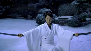 Woman kimono sword snow trees - a sword in the snow free wallpaper