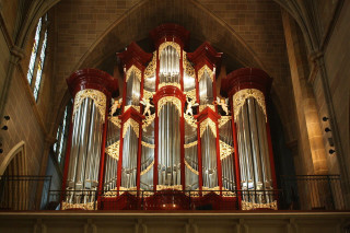Pipe organ church clock window - bryan organ free wallpaper