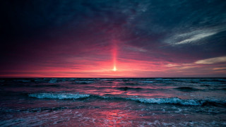 Red blue sunset ocean waves - sunset over the ocean free wallpaper