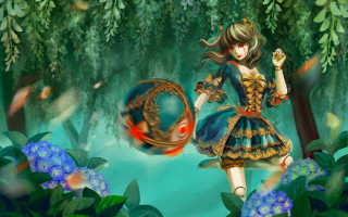 Girl blue dress holding ball - fantasy artwork free wallpaper