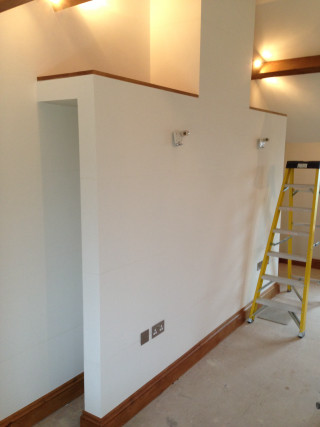 Ladder corner room white wall - a light fixture free wallpaper