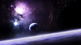 Space scene distant object foreground 7 - a purple hue free wallpaper