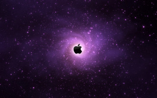 Apple logo purple space stars 2 - an apple logo free wallpaper