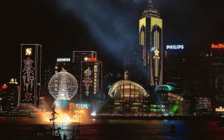 City skyline night fountain lights - adrian zingg free wallpaper