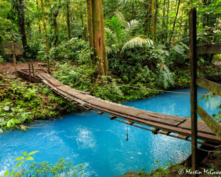 Wooden bridge river forest blue - adobe lightroom free wallpaper