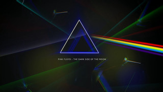 Dark background triangle rainbow light - moon free wallpaper
