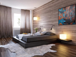 Bedroom bed interior cozy relaxing 6 - a painting free wallpaper