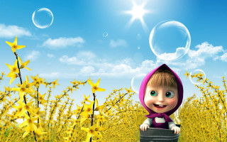 Cartoon girl pink hoodie yellow - sunny day free wallpaper
