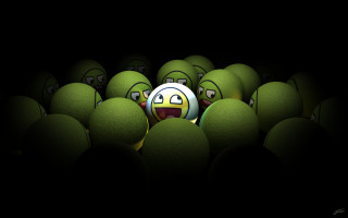 Green balls with faces group - cinema 4 d free wallpaper