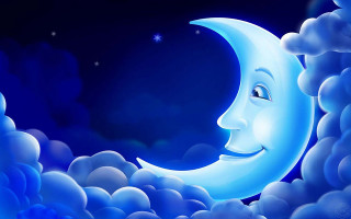 Cartoon moon smiling face clouds 8 - the sky above free wallpaper