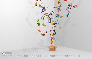 Colorful paper bird 3d render - generative art free wallpaper for desktop