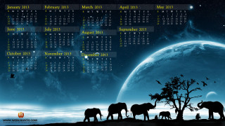 Calendar elephants blue planet tree - a blue planet free wallpaper