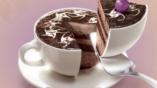Cake plate coffee spoon dessert - surrealism free wallpaper for desktop