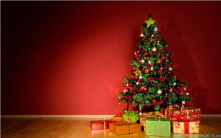 Christmas tree presents wooden floor - a wooden floor in front free wallpaper