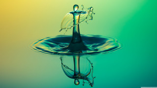 Water droplet green blue yellow - a water droplet free wallpaper