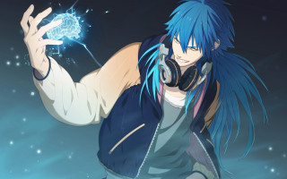 Man blue hair headphones glowing 2 - glowing free wallpaper