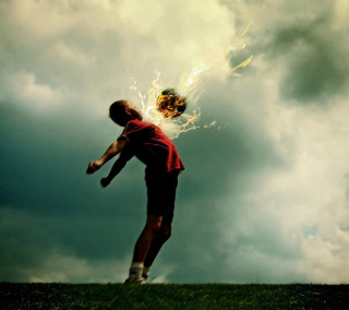 Man kicking soccer ball field 24 - realistic free wallpaper for tablet