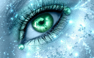 Green eye stars blue sky 2 - a green eye free wallpaper