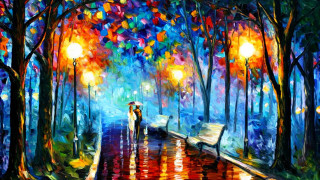 Couple umbrella autumn leaves city - a rainy day free wallpaper