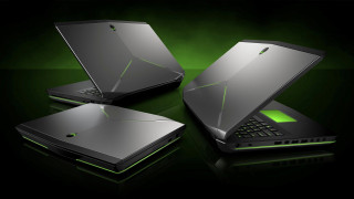 Laptops table black surface green 2 - demo free wallpaper