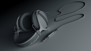 Headphones table pen scissors laying - a pair of headphones free wallpaper