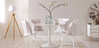 White table four chairs vase - a white table free wallpaper for desktop
