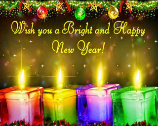 Happy new year three candles - rich color free wallpaper