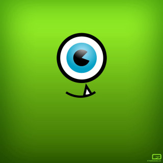 Green background blue eye black - outline free wallpaper for tablet