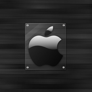 Apple logo black background wood - free technology wallpaper for tablet