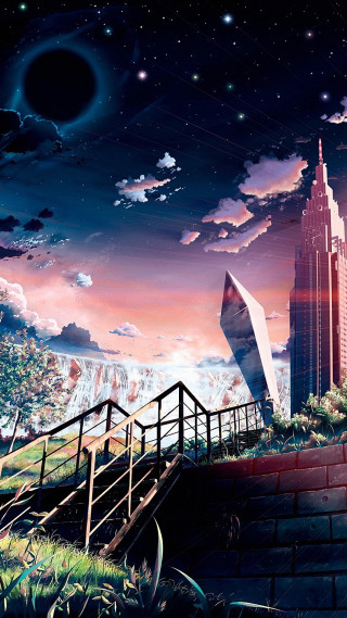 Futuristic city sky stairs building - a futuristic city free wallpaper for mobile