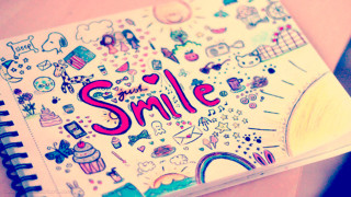 Notebook smile doodles art colorful - a rainbow in the middle free wallpaper