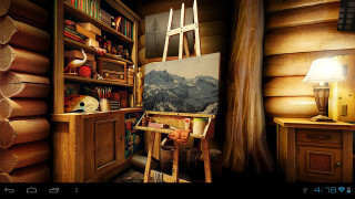 Cabin painting ladder lamp table - art station free wallpaper for desktop