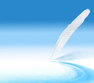 White feather flying over water - letterism free wallpaper for tablet