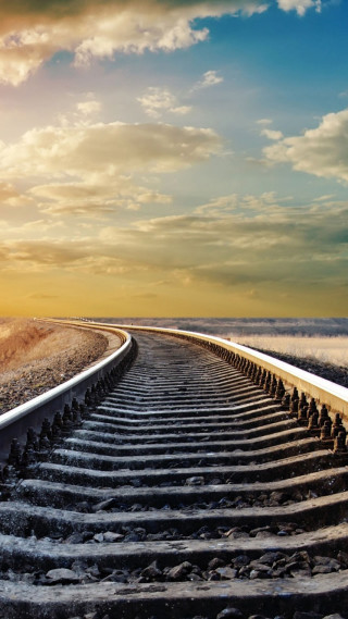 Train track sunset clouds mountain - free other wallpaper for mobile