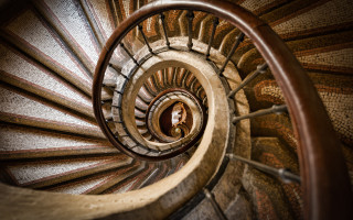 Spiral staircase person center brown - charles angrand free wallpaper