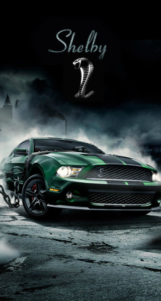 Green car black background white - the front of it free wallpaper for mobile