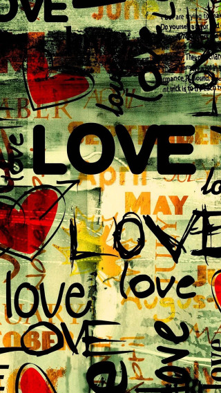 Painting words hearts art love - a red heart free wallpaper for mobile