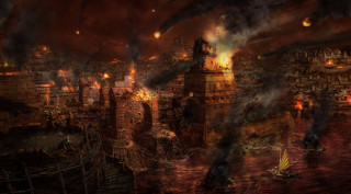 City smoke fire painting towers - carel willink free wallpaper for desktop