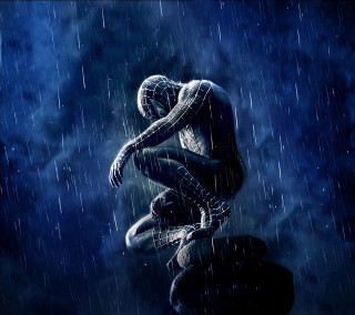 Spiderman rock rain silhouette night - analytical art free wallpaper for tablet