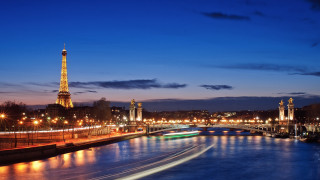 River city night bridge tower 2 - paris school free wallpaper