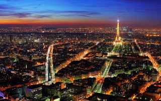 Cityscape night tower distant lit - paris school free wallpaper