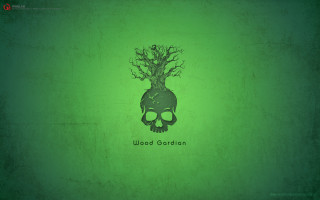 Skull tree growing green background - dead free wallpaper for desktop