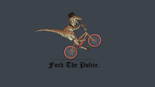 Dinosaur riding bike trick the - punk art free wallpaper